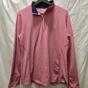 RHOBACK Performance Womens Pink Heathered Long Sleeve 1/4 Zip Pullover Large